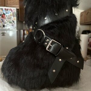 Black Faux Fur Boots with Buckle DOLLSKILL